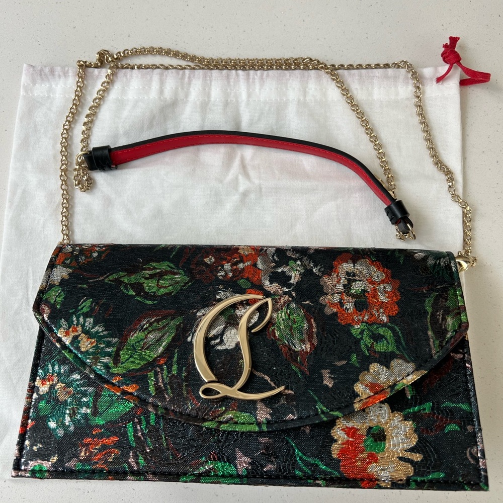 New Christian Louboutin Loubi54 Crepe Satin Clutch or Crosdbody